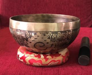 Handmade Om Mani Padme Hum Mantra Carved Singing Bowl 